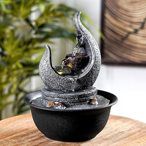 the artment mystic canopy rainforest tree trunk shape indoor table top showpiece for living room office home decor waterfall fountain with led lights  14 inch grey