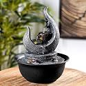 The Artment Mystic Canopy Rainforest Tree Trunk Shape Indoor Table Top Showpiece for Living Room, Office, Home Decor Waterfall Fountain with LED Lights | 14 Inch, Grey