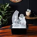 The Artment Mystic Canopy Rainforest Tree Trunk Shape Indoor Table Top Showpiece for Living Room, Office, Home Decor Waterfall Fountain with LED Lights | 14 Inch, Grey