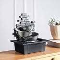 The Artment Mystic Canopy Rainforest Tree Trunk Shape Indoor Table Top Showpiece for Living Room, Office, Home Decor Waterfall Fountain with LED Lights | 14 Inch, Grey