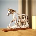 The Artment your artistic apartment Wooden Feng Shui Galloping Horse Animal Resin Decorative Showpiece: Home Décor for Living Room, Bedroom, Study Table - Ideal Gift, Office Desk Accent