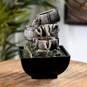 the artment mystic canopy rainforest tree trunk shape indoor table top showpiece for living room office home decor waterfall fountain with led lights  14 inch grey