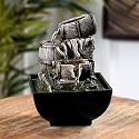 The Artment Mystic Canopy Rainforest Tree Trunk Shape Indoor Table Top Showpiece for Living Room, Office, Home Decor Waterfall Fountain with LED Lights | 14 Inch, Grey