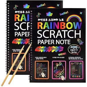 artnery a4 rainbow art scratch paper book sheets with stylus 10 pages multicolor pack of 10
