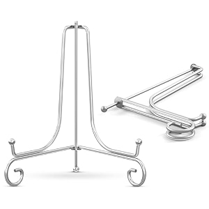 artnery metal display stand iron easel plate display photo holder stand displays picture frames cookbooks decorative plates tablets and art silver 4 inch