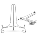 Metal Display Stand, Iron Easel Plate Display Photo Holder Stand, Displays Picture Frames, Cookbooks, Decorative Plates, Tablets and Art (Silver 12 inch)