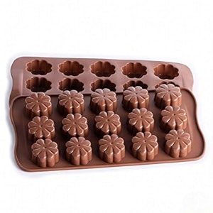 arto 15-cavity flower silicone chocolate mould  intricate floral design food grade non-stick diy chocolate candy jelly amp soap mold for home baking amp gifting brown