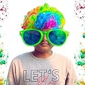 Set of 2- Party Eye Wear Goggles Big Free Size + Colourful Afro Curli Wavy Malinga Hair Wig Funky Party Wig Holi Festival Celebration