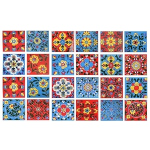 artook decor blue pottery decorative ceramic tiles mosaic tiles wall tiles mural panel kitchen washroom and more usable red amp skyblue 2x2-inches set of 12