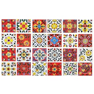 artook decor blue pottery decorative ceramic tiles mosaic tiles wall tiles mural panel kitchen washroom and more usable red amp white 2x2-inches set of 18