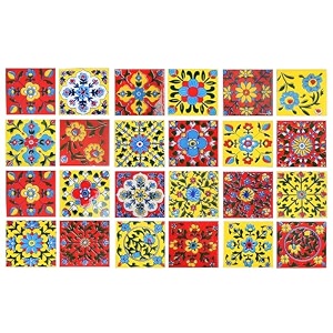 artook decor blue pottery decorative ceramic tiles mosaic tiles wall tiles mural panel kitchen washroom and more usable red amp yellow 2x2-inches set of 18