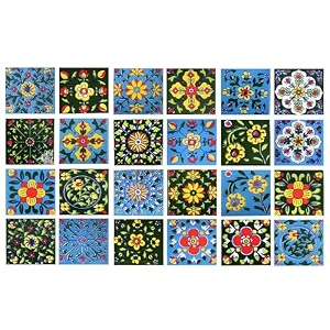 artook decor blue pottery decorative ceramic tiles mosaic tiles wall tiles mural panel kitchen washroom and more usable skyblue amp darkgreen 2x2-inches set of 24