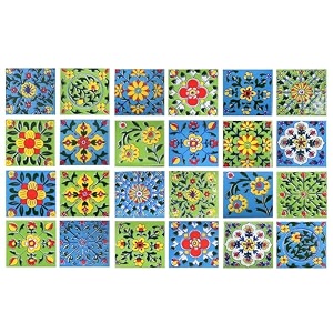 artook decor blue pottery decorative ceramic tiles mosaic tiles wall tiles mural panel kitchen washroom and more usable skyblue amp green 2x2-inches set of 12
