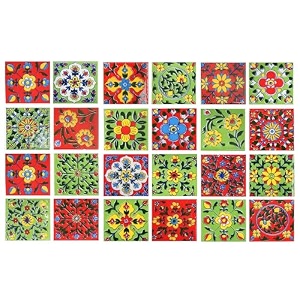 artook decor blue pottery decorative ceramic tiles mosaic tiles wall tiles mural panel kitchen washroom and more usable red amp green 2x2-inches set of 18