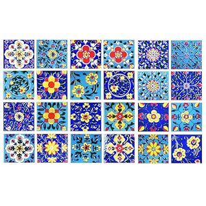 artook decor blue pottery decorative ceramic tiles mosaic tiles wall tiles mural panel kitchen washroom and more usable blue amp skyblue 2x2-inches set of 12