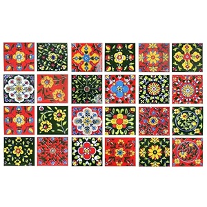 artook decor blue pottery decorative ceramic tiles mosaic tiles wall tiles mural panel kitchen washroom and more usable red amp darkgreen 2x2-inches set of 24