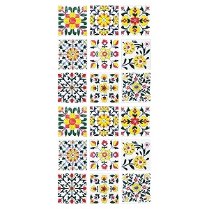 blue pottery home decorative ceramic tiles backsplash wall tiles mural panel kitchen washroom mosaic tiles 2x2-inches set of 18 white