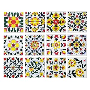 blue pottery home decorative ceramic tiles backsplash wall tiles mural panel kitchen washroom mosaic tiles 2x2-inches set of 12 white