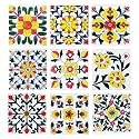 Blue Pottery Home Decorative Ceramic Tiles Backsplash Wall Tiles Mural Panel Kitchen Washroom Mosaic Tiles (2x2-inches Set of 9, White)