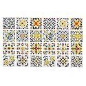 Blue Pottery Home Decorative Ceramic Tiles Backsplash Wall Tiles Mural Panel Kitchen Washroom Mosaic Tiles (2x2-inches Set of 24, White)