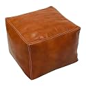 ArtOuarzazate Moroccan Square Poufs Handmade - Comfortable Ottoman &amp; Footrest - Natural Brown (UNSTUFFED.)