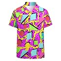 Artsadd 80s Outfit for Men 90s Shirt Hawaiian Button Down Retro Party Disco