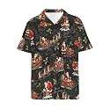 Artsadd 80s Outfit for Men 90s Shirt Hawaiian Button Down Retro Party Disco