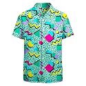 Artsadd 80s Outfit for Men 90s Shirt Hawaiian Button Down Retro Party Disco