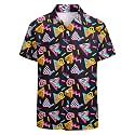 Artsadd 80s Outfit for Men 90s Shirt Hawaiian Button Down Retro Party Disco