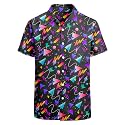 Artsadd 80s Outfit for Men 90s Shirt Hawaiian Button Down Retro Party Disco