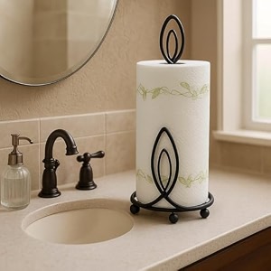 kitchen tissue paper roll holder  black iron napkin roll amp bathroom tissue holder for kitchen counter dining table amp washroom medium 45 x 45 x 9 in