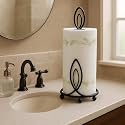 Kitchen Tissue Paper Roll Holder – Black Iron Napkin Roll &amp; Bathroom Tissue Holder for Kitchen Counter, Dining Table &amp; Washroom (Medium, 4.5 x 4.5 x 9 in)
