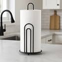 Kitchen Tissue Paper Roll Holder – Black Iron Napkin Roll &amp; Bathroom Tissue Holder for Kitchen Counter, Dining Table &amp; Washroom (Medium, 4.5 x 4.5 x 9 in)