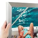 ArtToFrames 4x31 Inch Silver Picture Frame, This 1.2500 Inch Custom Poster Frame is Stainless Steel - Comes with Acrylic and Corrugated Backing (2WOMFRBW26966-4x31)