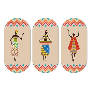 artvibes african women dancing warli art wooden wall hanger for home  office  living room  gift  modern decoration items  kitchen wall decor  artworks wh_9011n set of 3