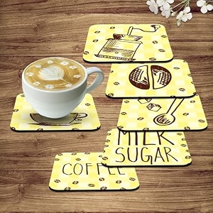artvibes beautiful wooden coasters for home and kitchen  dining table decor coaster  coster set for dining table  table decoration  home decor set of 6  4x4 inchcoffee tc_2007