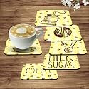 Artvibes Beautiful Wooden Coasters for Home and Kitchen | Dining Table Decor Coaster | Coster Set for Dining Table | Table Decoration | Home Decor (Set of 6 | 4x4 Inch)(Coffee) TC_2007