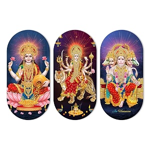 artvibes hindu gods designer wooden wall hanging decoration items for home  spiritual decor items  wall painting  wall illustrations stylish modern decor item  gift items wh_9020n set of 3