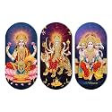 Artvibes Hindu Gods Designer Wooden Wall Hanging Decoration Items for Home | Spiritual Decor Items | Wall Painting | Wall Illustrations| Stylish Modern Decor Item | Gift Items (WH_9020N), Set of 3