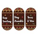 Artvibes Keep Smiling Positive Quotes Printed Wooden Wall Hanger for Home | Office | Living Room | Gift | Modern Decoration Items | Kitchen Wall Decor | Artworks (WH_9013N), Set of 3