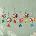 Artvibes Multicolored Fishes Wooden Art Decoration Item for Home | Printed Wall Decoration | Scenery For Drawing Room | Wall Illustrations | Door Hanging Art Items | Ideal Gifts (WH_9119N), Set of 6