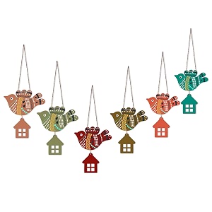 artvibes multicolored flying birds wooden art decoration item for home  living room  office  cafe  painting wall decor  wall art print  handcrafted art  unique gift wh_9106n set of 6