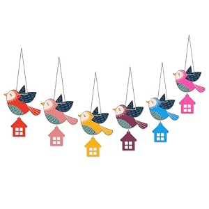 artvibes multicolored flying birds decorative wall hanging ornaments  graphic artwork  door decoration items  paintings for wall  wall poster  handcrafted art  gift items wh_9122n set of 6