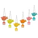 Artvibes Multicolored Flying Birds Decorative Wall Hanging Ornaments | Graphic Artwork | Door Decoration Items | Paintings For Wall | Wall Poster | Handcrafted Art | Gift Items (WH_9103N), Set of 6