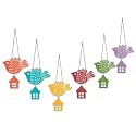 Artvibes Multicolored Flying Birds Wooden Art Decoration Item for Living Room | Printed Wall Decoration | Graphic Artwork | Aesthetic Wooden Decor | Sceneries | Unique Gift Items (WH_9101N), Set of 6