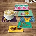 Artvibes Printed MDF Wooden Coasters for Home and Kitchen | Dining Table Decor | Square Coasters | Kitchen Decorative Item | Table Decoration | Home Decor (Set of 6 | 4x4 Inch)(Cultural Art) TC_2002N
