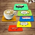 Artvibes Printed MDF Wooden Coasters for Home and Kitchen | Dining Table Decor | Square Coasters | Kitchen Decorative Items | Table Decoration | Home Decor (Set of 6 | 4x4 Inch)(Food Items) TC_2004