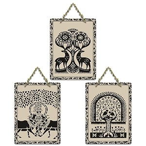 artvibes artistic animal theme wooden art decoration item for living room  modern decoration items  handcrafted art  aesthetic wooden decor  artworks hangings  gift items wh_9696n set of 3