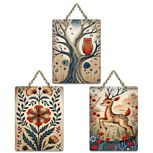 artvibes nature theme wall art wooden art decoration item for home  graphic artwork  door decoration items  paintings for wall  wall poster  handcrafted art  unique gift wh_96101n set of 3