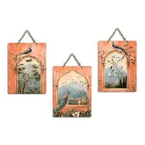 artvibes peacock for bedroom wall decor decorative wall hanging ornaments  wall sculpture  signs amp plaques  handcrafted art  wall art print  art for wall  unique gift items wh_96104n set of 3